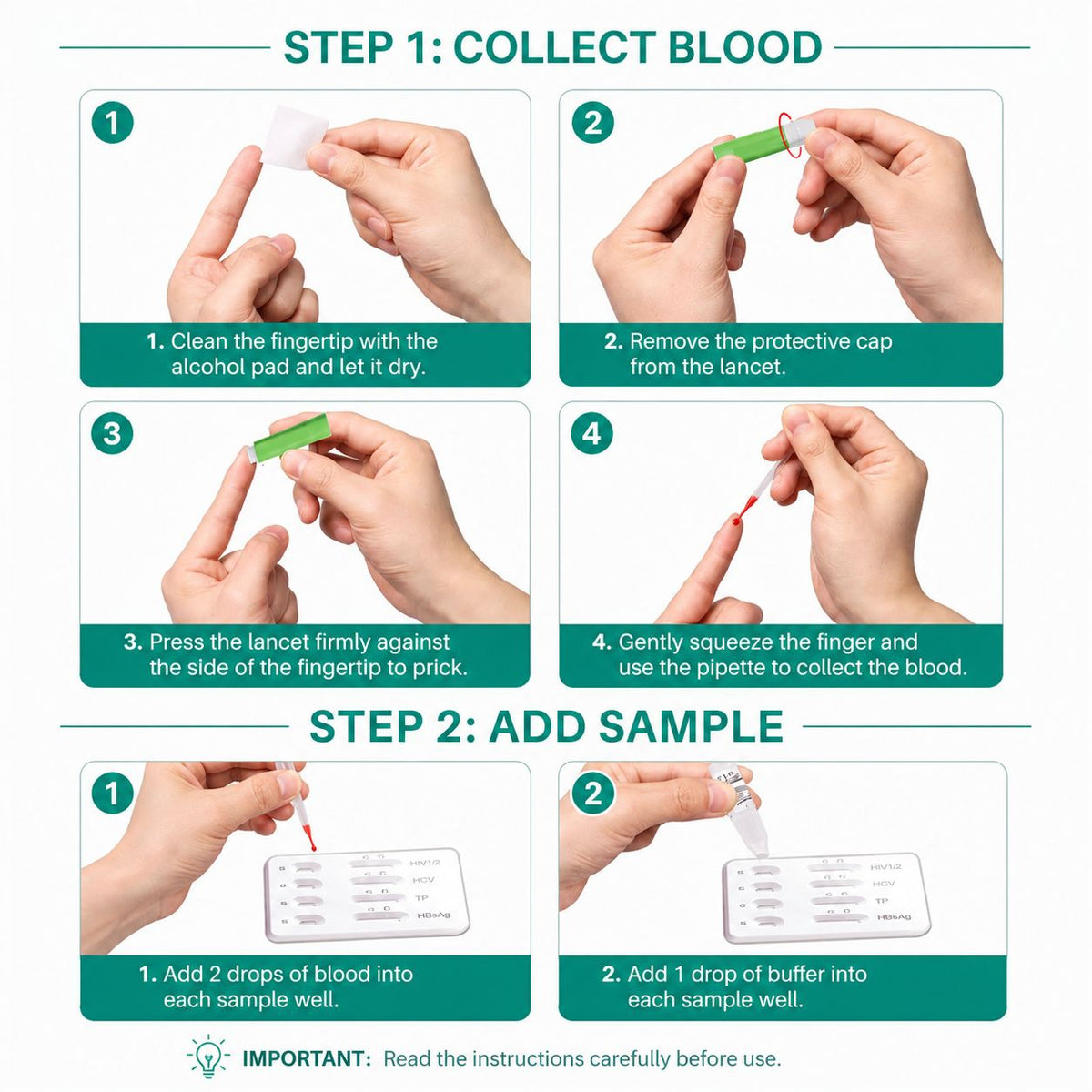 Aipupoct 4-in-1 Rapid Blood Test Kit