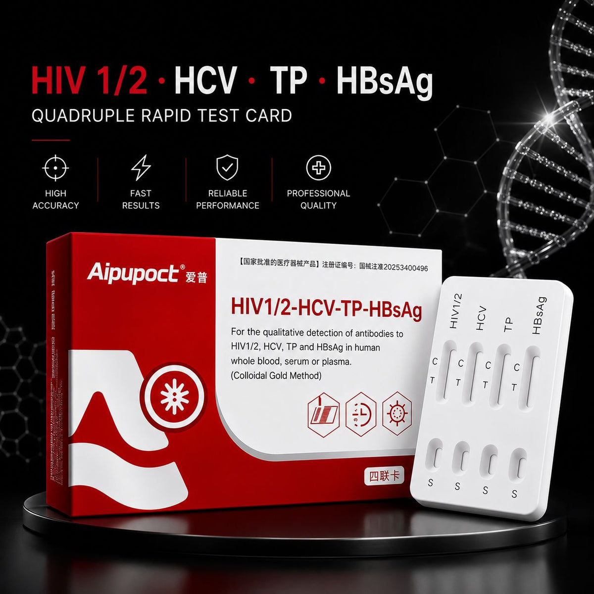 Aipupoct 4-in-1 Rapid Blood Test Kit